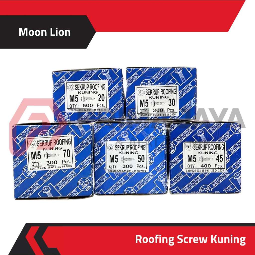 (PER BOX / DUS) ROOFING SCREW KUNING / BAUT ATAP / SEKRUP ATAP LION | 2 2.5 3 4 5 6 7 10 CM