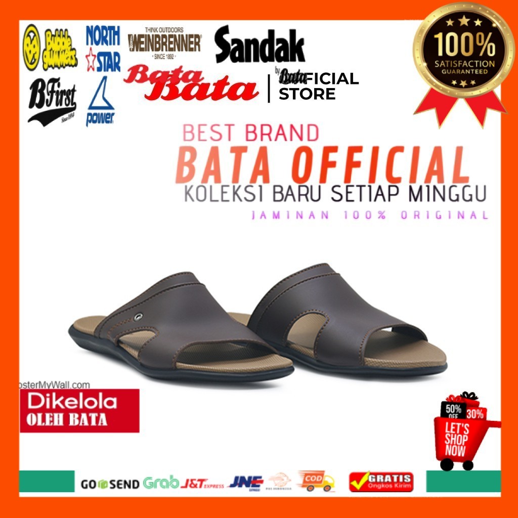 BATA  Sendal Pria Skip Brown - 8714195