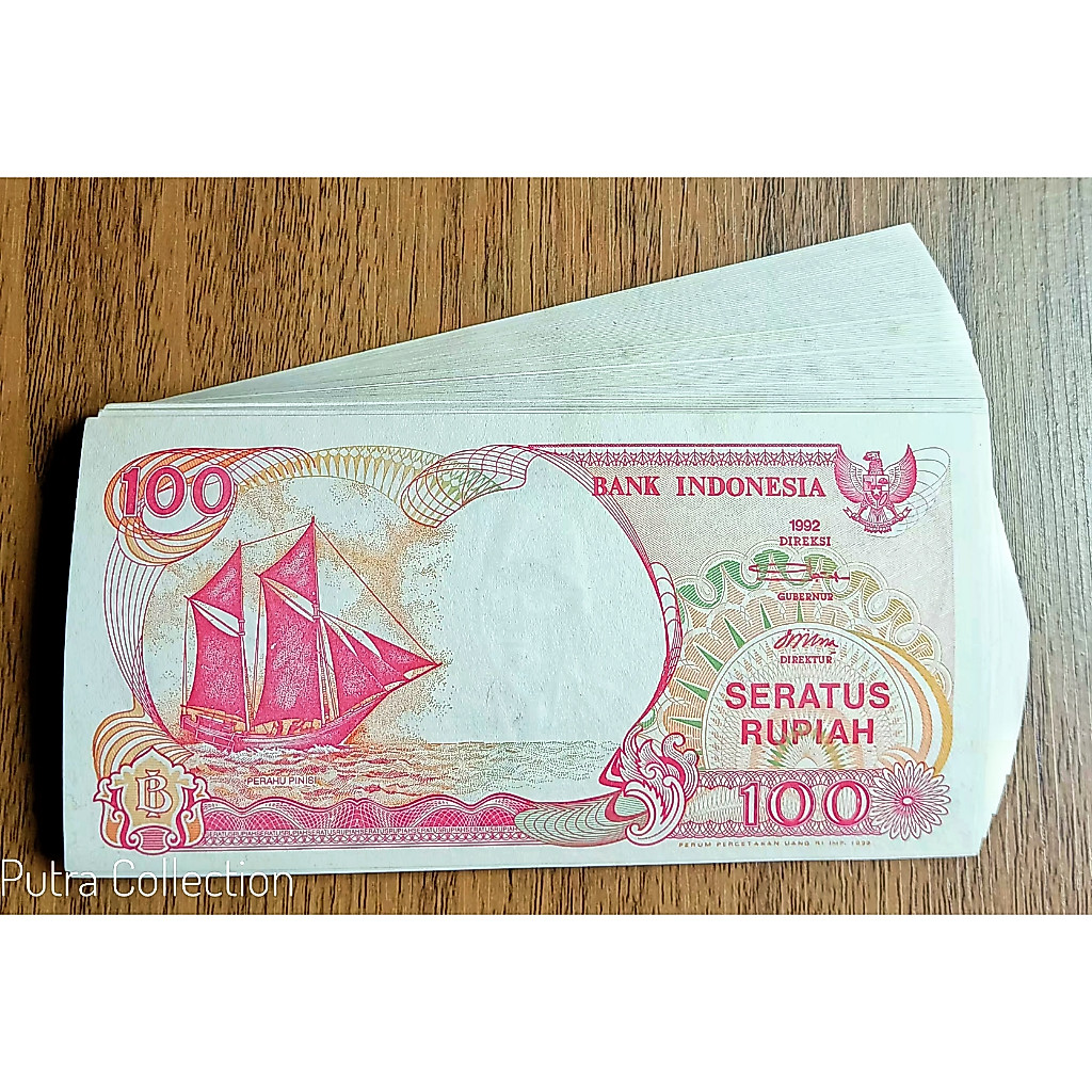 Uang 100 Rupiah Kapal Pinisi 1992 Gress / Bagus