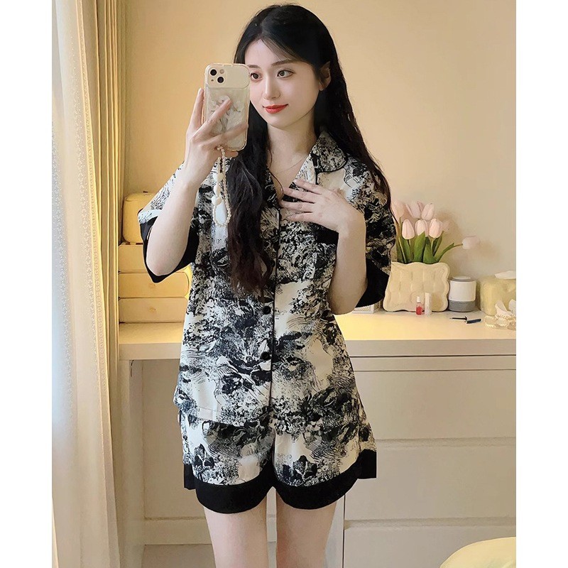Vs Satin Short Pajamas /Stelan Piyama Wanita Lengan Pendek Celana Pendek/Baju Tidur Wanita Model Kek