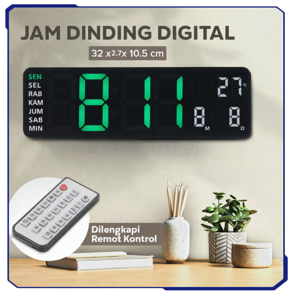 Jam Dinding Digital Minimalis Multifungsi with Remote - 6629
