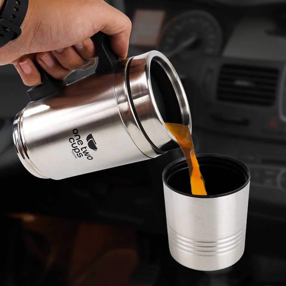 One Two Cups Cangkir Pemanas Air Elektrik Mobil Travel Mug 350ml 150ml Teko Pemanas Kopi Teh Susu Co