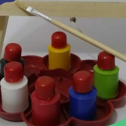 

Cat akrilik10ml/kuas+palet cat /Paket siap melukis