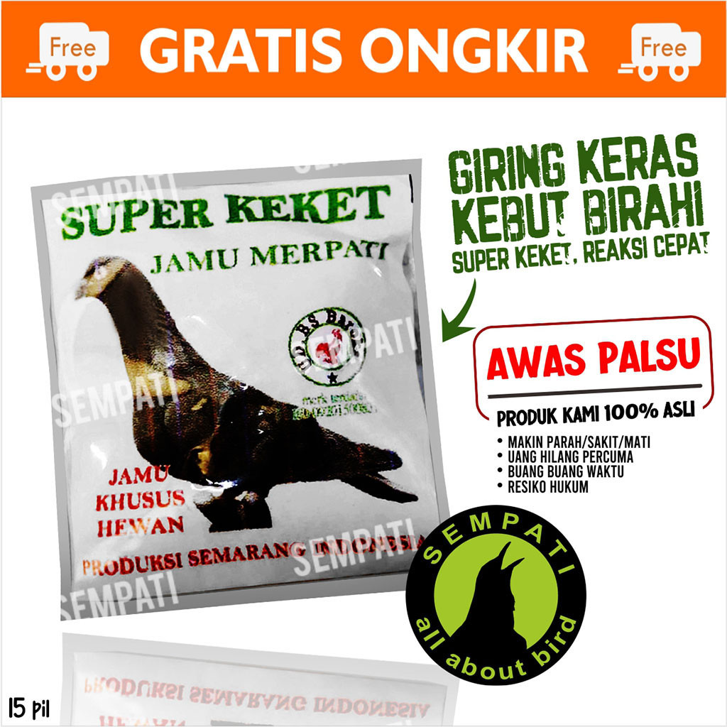 SEMPATI SUPER KEKET JAMU MERPATI OBAT DOPPING BURUNG MERPATI BALAP VITAMIN GIRING MERPATI KOLONGAN S