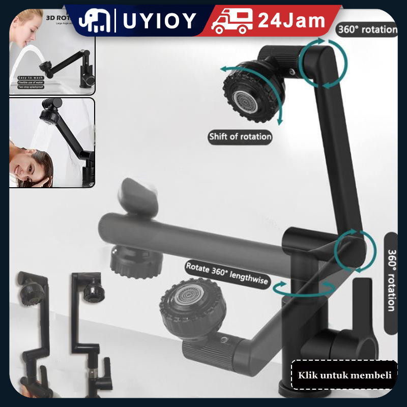 Rotasi 1080° kran angsa wastafel cuci piring / 2 mode Kran Air/Kran Cuci Piring Tembok /kran wastafe