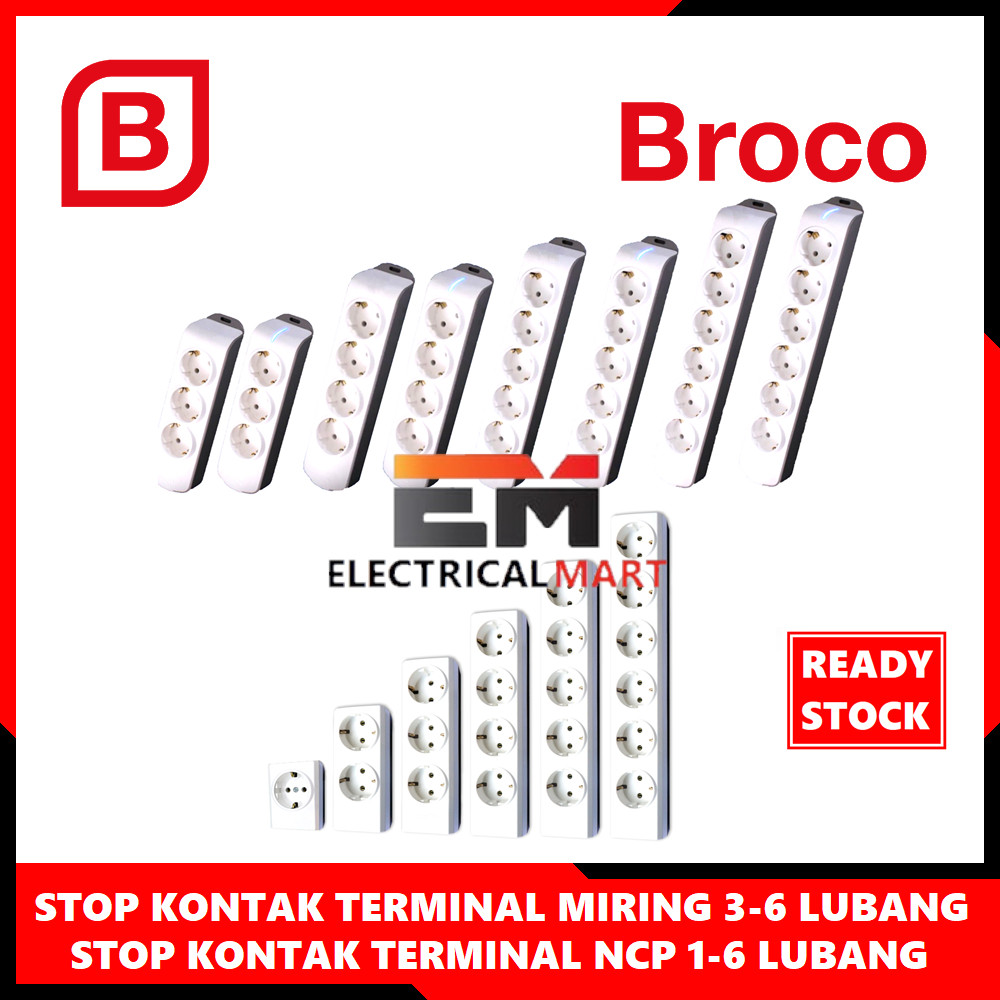 Stop Kontak 1 2 3 4 5 6 Lubang Broco Putih (15310 15321 15330 15340 15350 15360 NCP) Miring (15336 1