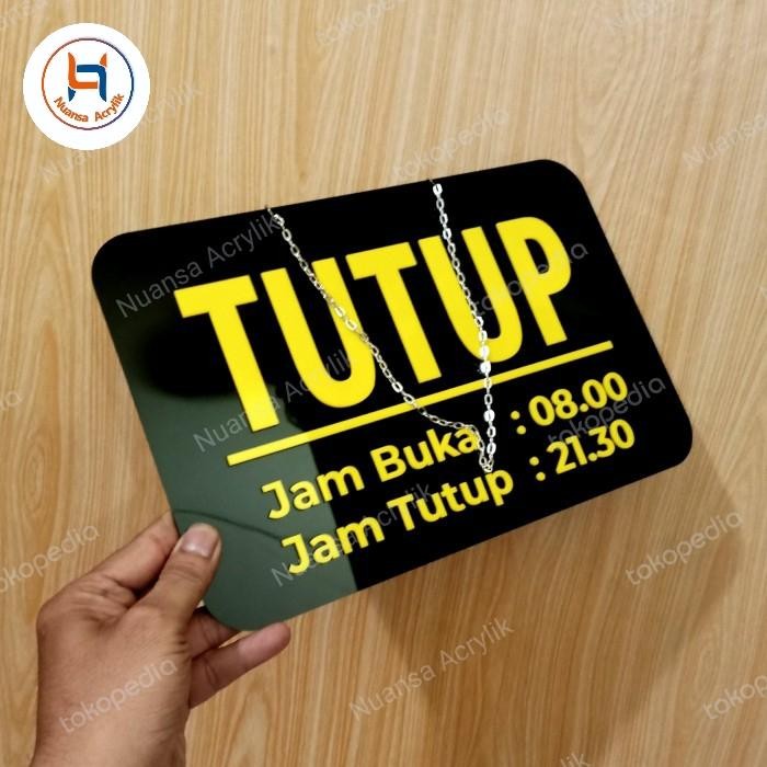 

Buka Tutup + Custom Jam Buka Tutup Bolak Balik Sign In Acrylik Timbul - Putih + Hitam, P25 x T15cm