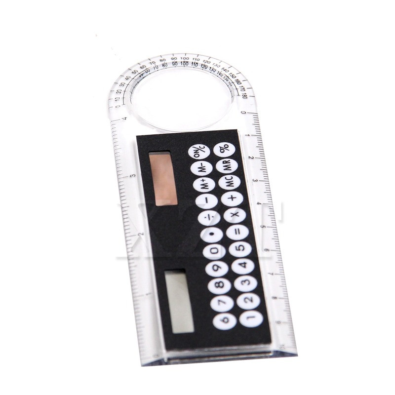 

Mini Multifunctional Solar Transparent Ruler with Scientific Calculator 3 in1 with Magnifier Student School Office Supplies