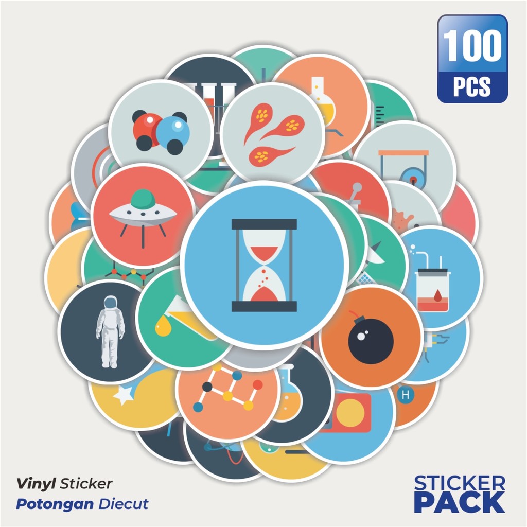 

Super Hemat! 100 PCS Stiker Ikon Teknologi Sains Waterproof Aesthetic- Untuk Laptop, Motor, dan Helm - Paper Stationery Pack