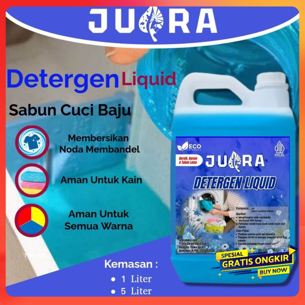 Detergen Cair JUARA 5 Liter - Detergen Cair Premium 5 Liter - Detergen Cair JUARA - Detergen Laundry