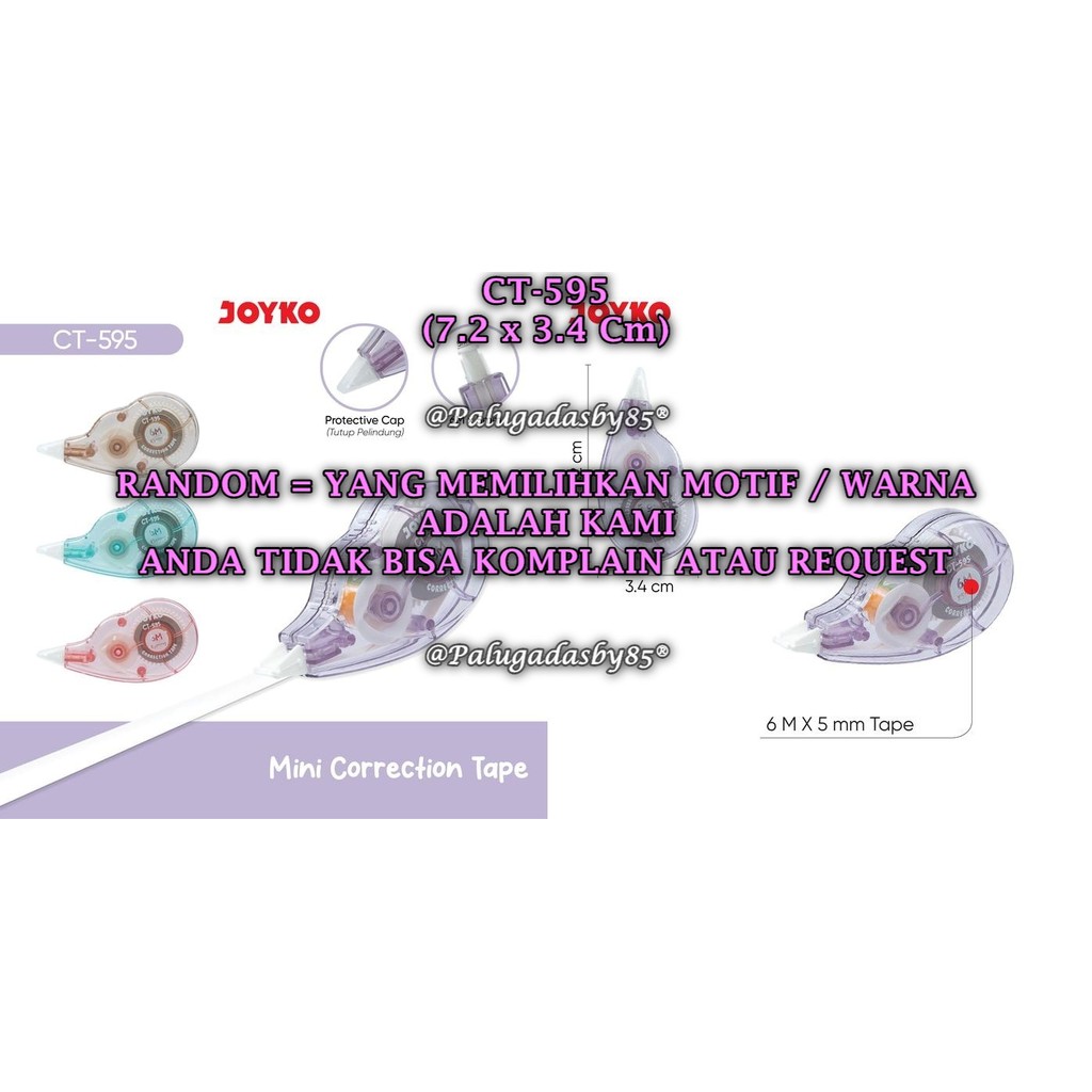 

(1 Biji) GROSIR Correction Tape JOYKO CT-595 6 M Pita Koreksi Mini Correction Tape CT-595 (1 Biji)