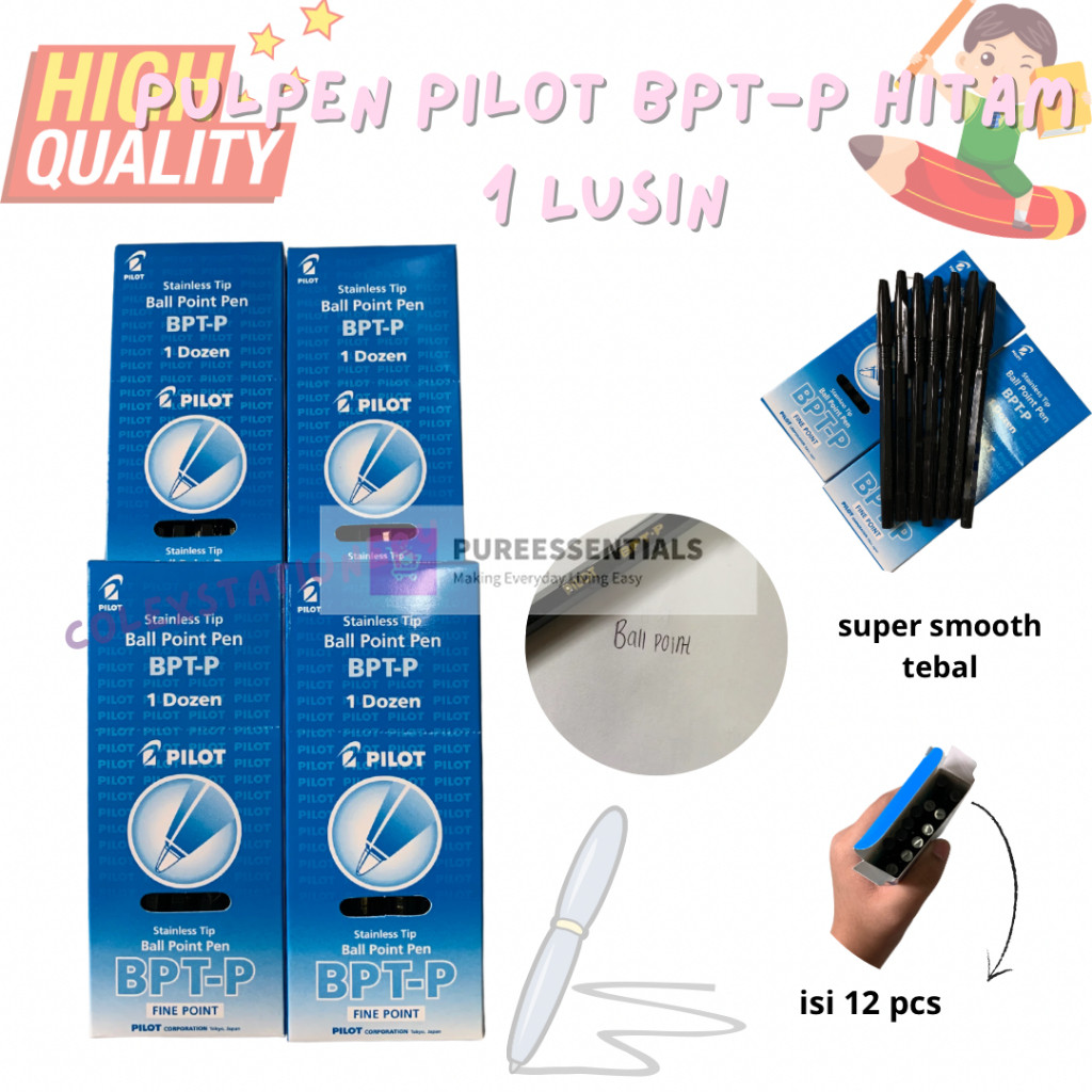

Pulpen Pilot BPT-P Fine Point / Ballpoint Pilot Bptp 0.7 Tinta Warna Hitam Murah Isi 1 Lusin (12 Pcs)