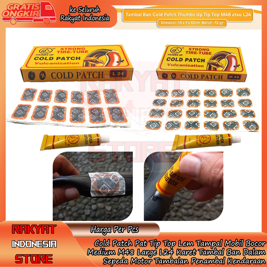 Cold Patch Tip Top Cap Jempol Thumbs Up Lem Tampal Mobil Bocor Medium M48 Large L24 Karet Tambal Ban
