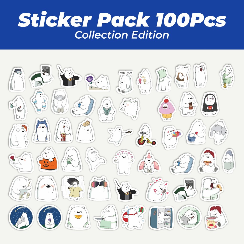 

Hot Funny Character We Bare Bear The Ice Bear Only Lucu Anti Air Stikers Berperekat Waterproof Sticker Decal Buat Motor Helm Buku Journal Koper Casing HP Laptop Botol Minum