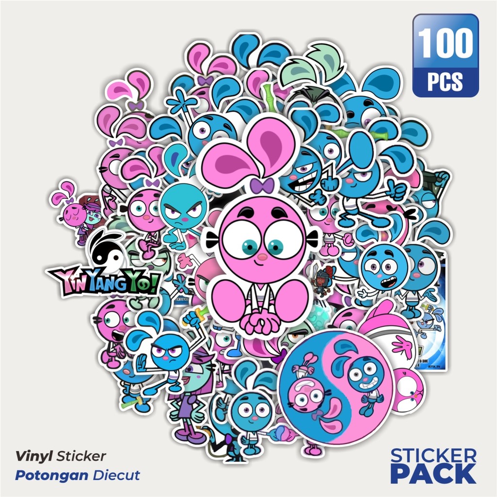 

MURAH 100 PCS Stiker Kartun Yin Yang Yo Waterproof Aesthetic- Untuk Laptop, Motor, dan Helm - Paper Stationery Pack