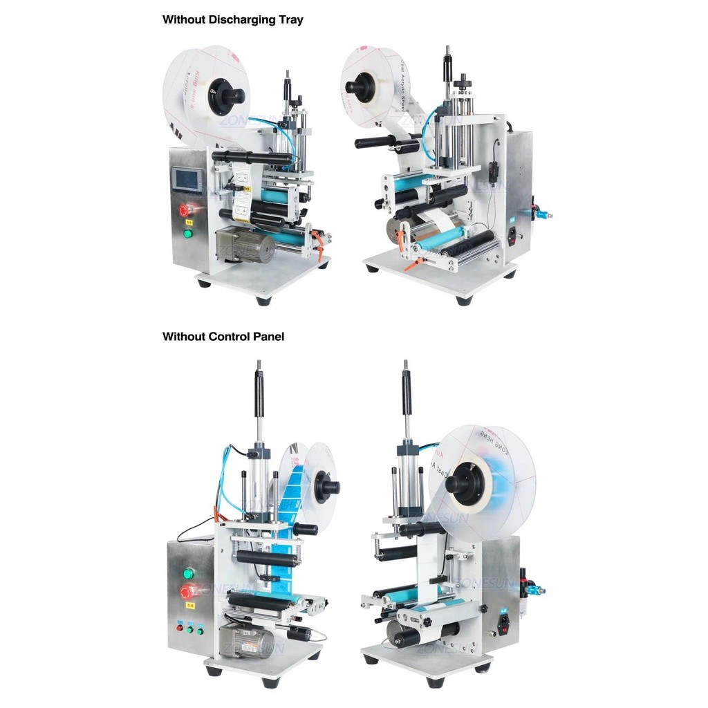 

ZONESUN Semi Automatic Vial Small Round Bottle Double Sides Labeling Machine Label Applicator Dispenser ZS-TB100S1