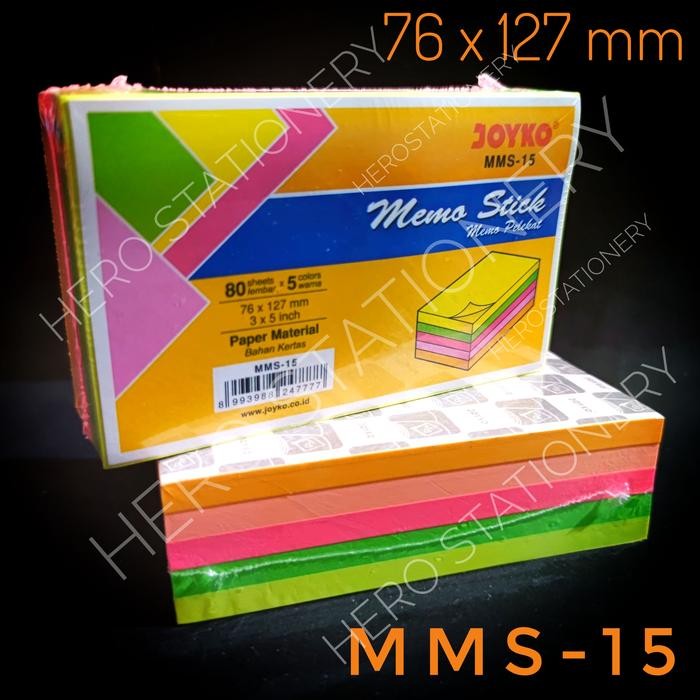 

Joyko memo stick sticky note kertas persegi panjang 5 warna MMS-15