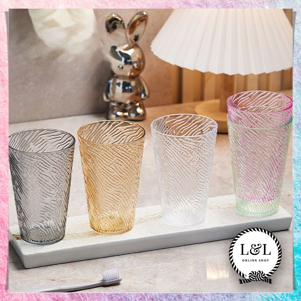 Gelas Plastik Transparan Motif Unik Cantik Ringan Dan Anti Pecah Gelas Aesthetic Gelas Bening Motif 