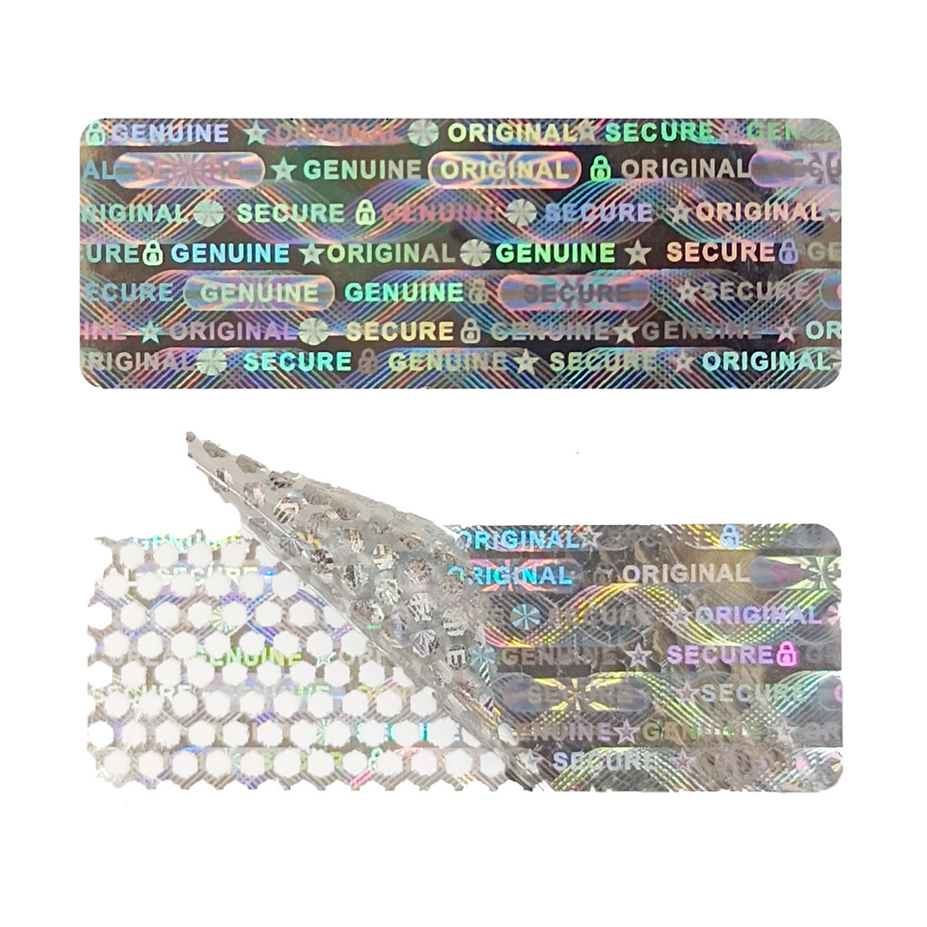 

hologram warranty void label sticker with Honeycomb bottom tamper evident security seal/lable/sticker for Documents and package
