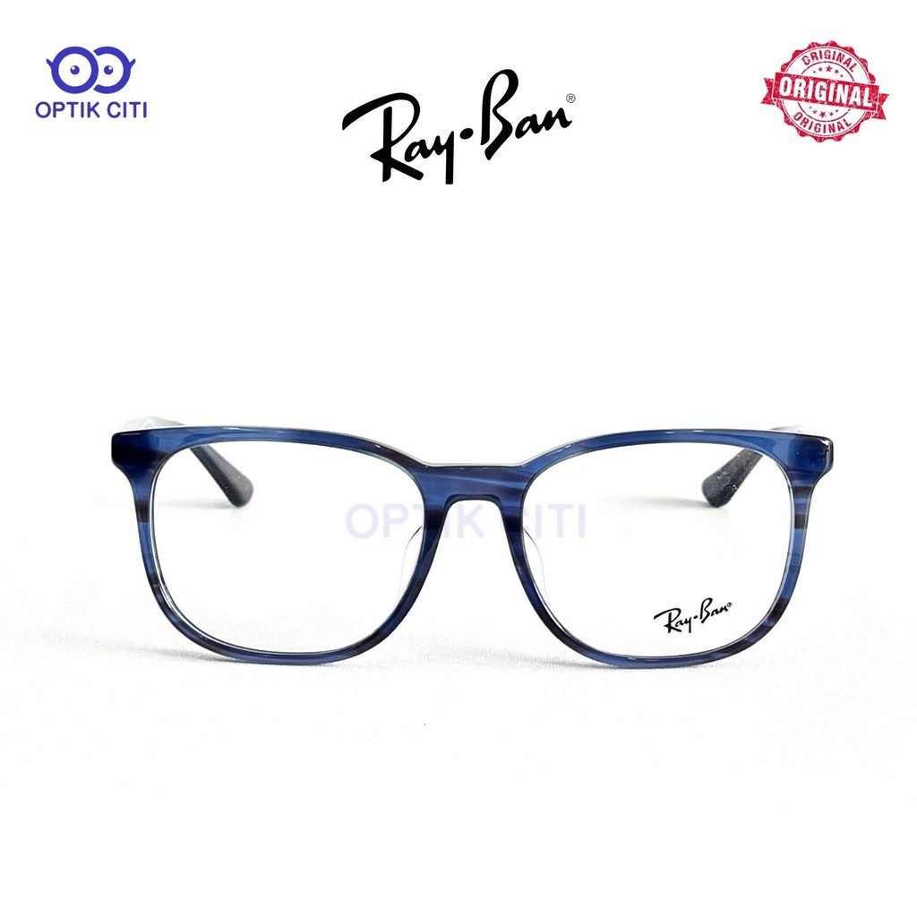 Frame Kacamata Pria Wanita Original Rayban RX 5369 F - Polished Striped Blue (8053)