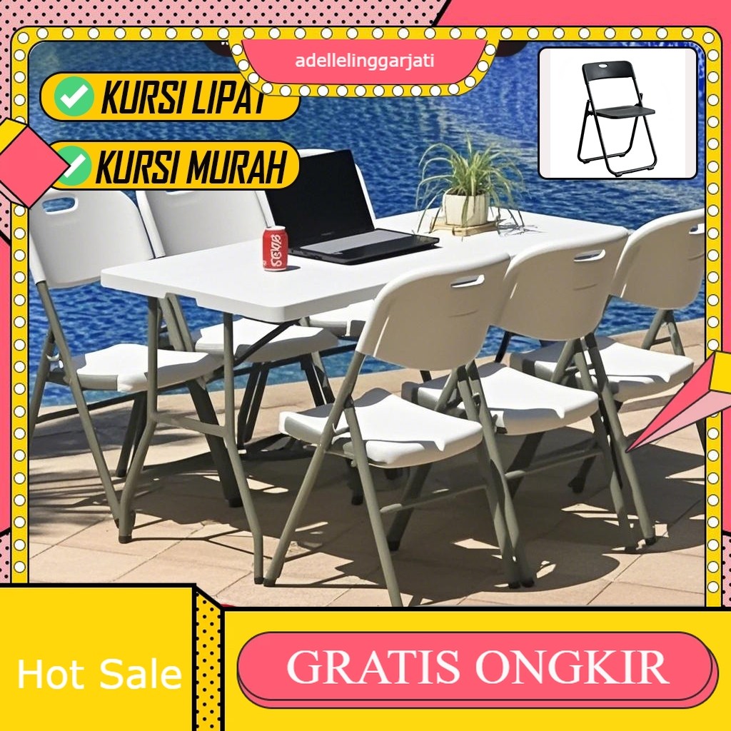 JOY Meja/Kursi Lipat Outdoor Kursi Lipat Plastik Kursi Belajar Serbaguna Set meja dan kursi