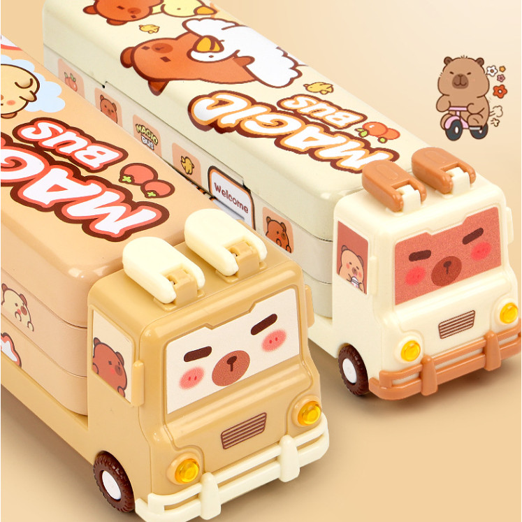 

BEST 3 LAYER PENCIL CASE CAPYBARA WARNA SOFT BROWN / KOTAK PENSIL BUS CAPYBARA SERBAGUNA