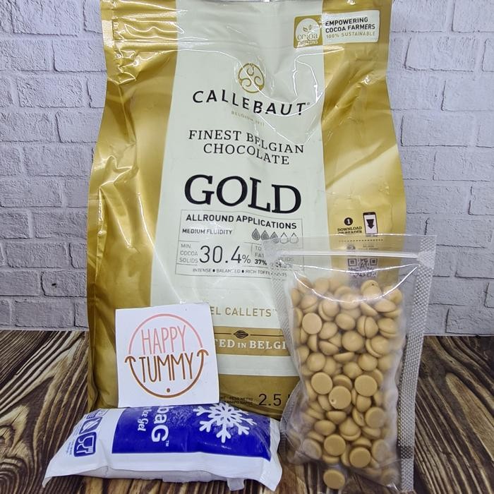 

Callebaut gold repack chocolate caramel coklat callet 100gr dan 250gr - 250 gram
