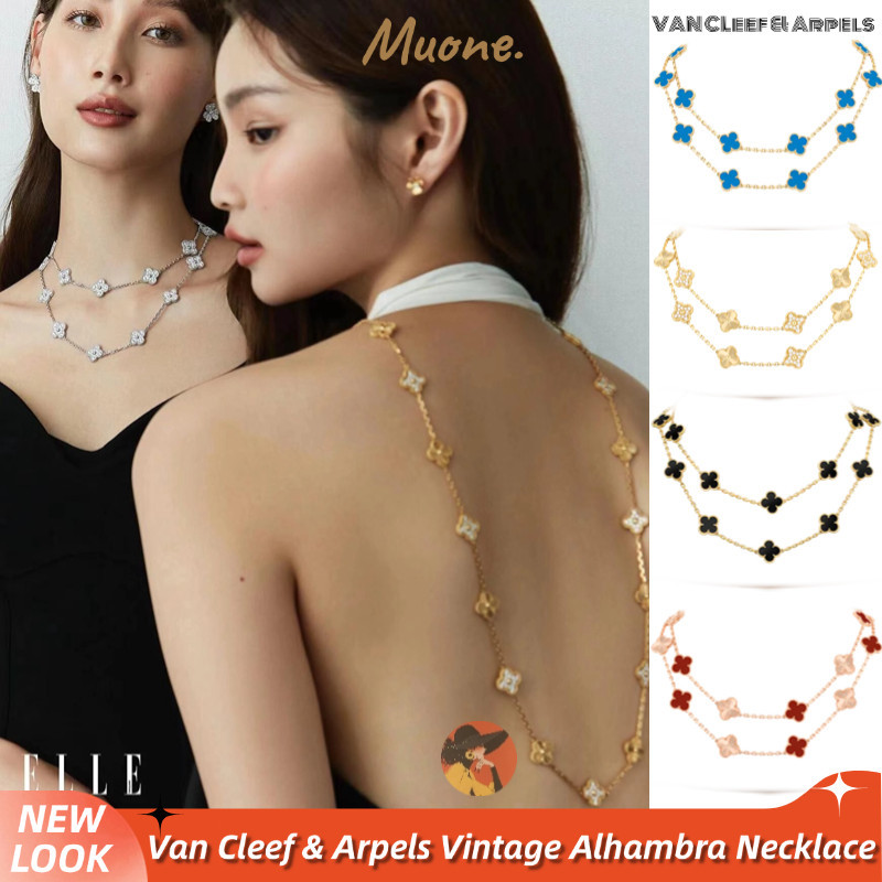 Van Cleef & Arpels Vintage Alhambra Women's Long Necklace -20 Motifs Gelang leher