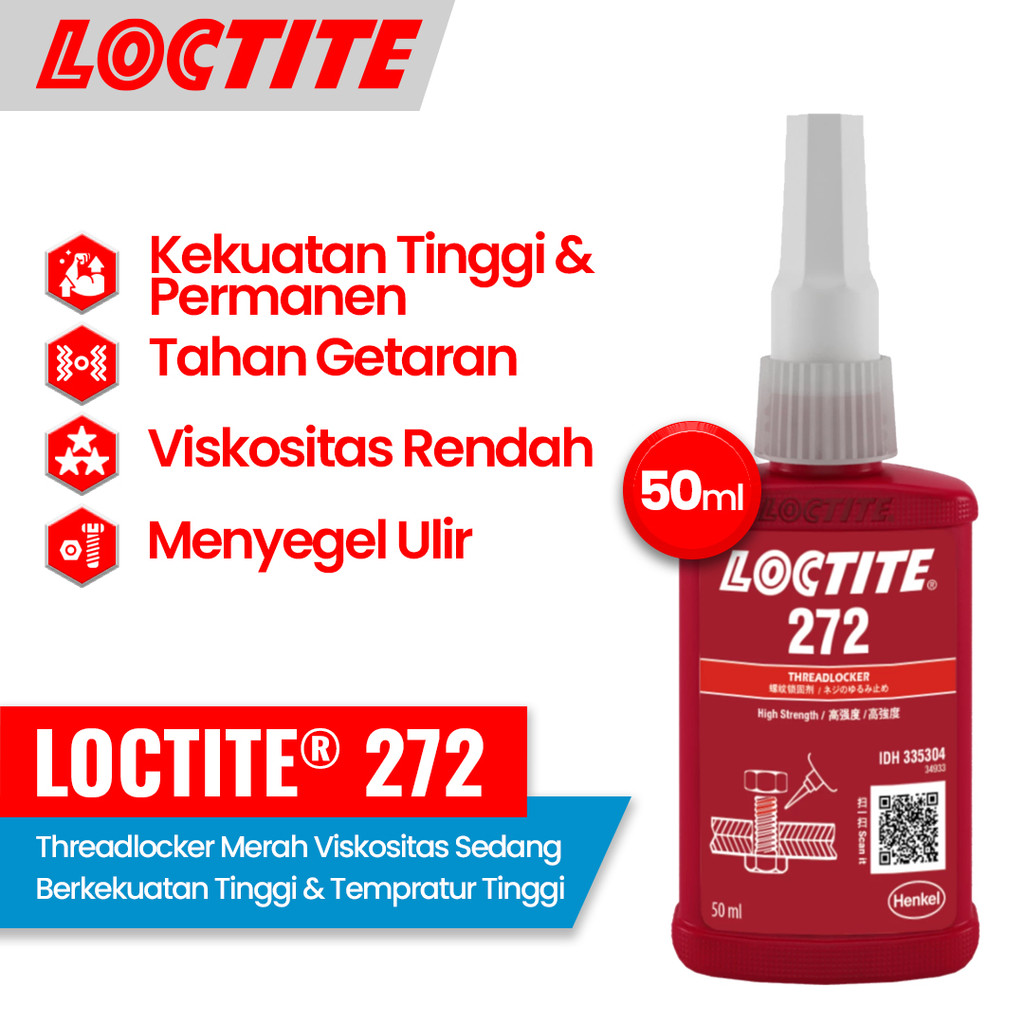 LOCTITE 272 THREADLOCKER 50ML - Lem Baut
