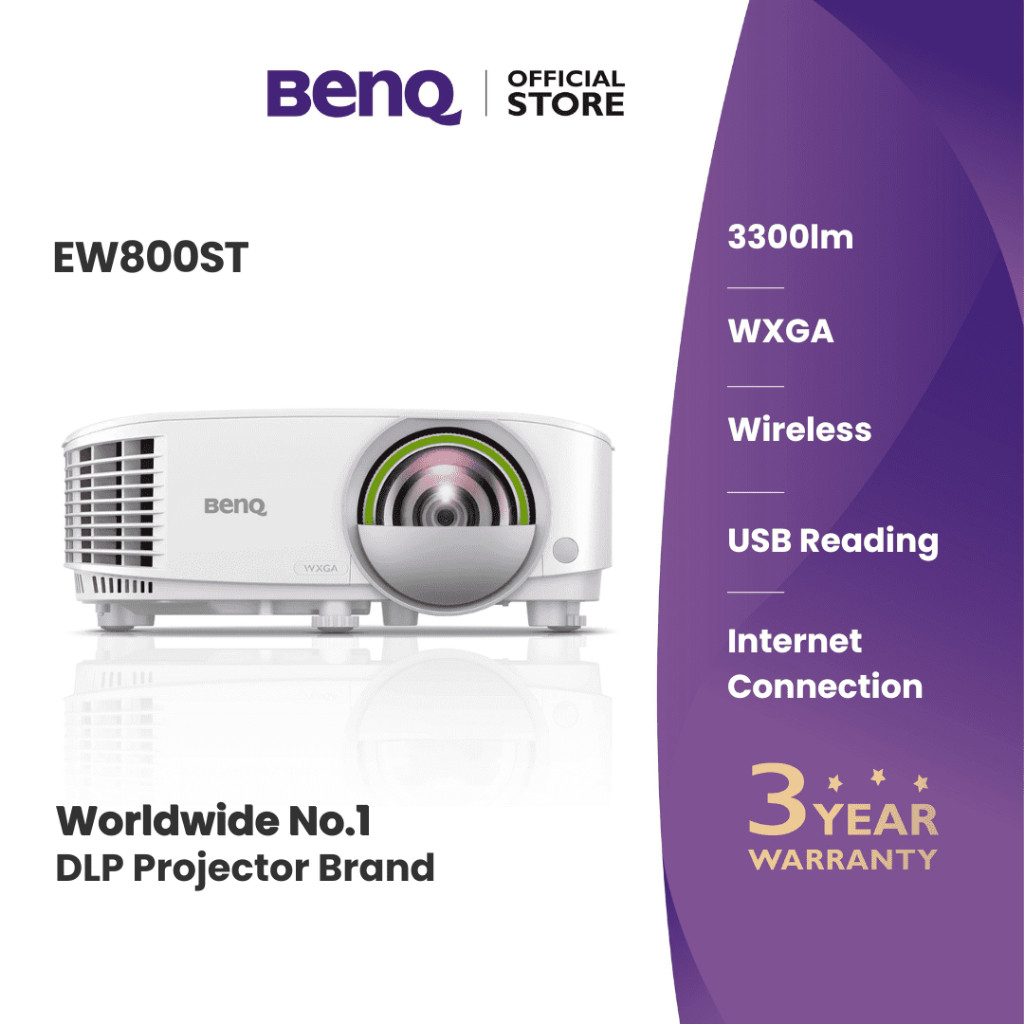 BenQ EW800ST 3300 lumen WXGA Wireless Meeting Room Smart Projector (Video Conference Solution)