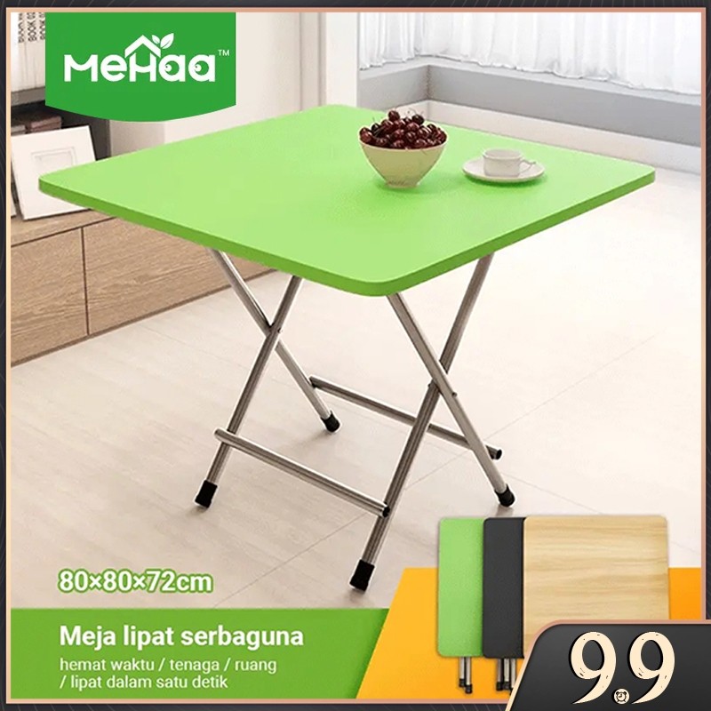 Mehaa Meja Lipat Kayu 80x80 dan 60x40/Meja Makan Lipat/Meja Makan Portable/Meja Lipat Serbaguna