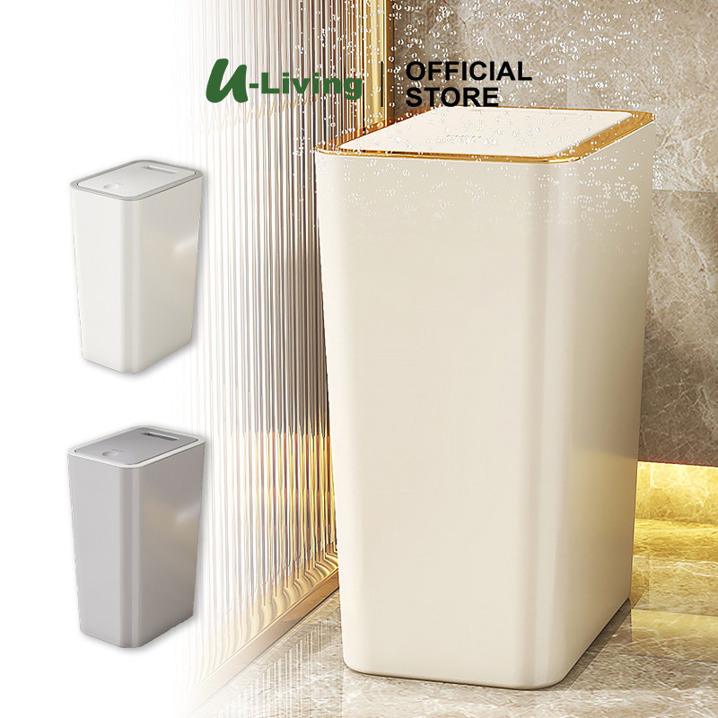 U-Living Tempat Sampah Minimalis Tong Sampah Otomatis Dapur Kamar Mandi Dengan Tutup Klik Anti Debu 