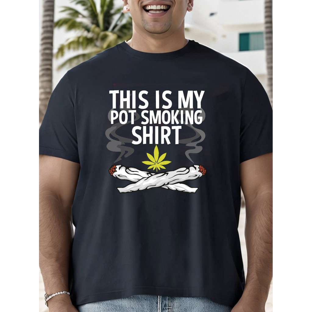 Kaos Pria Unik - Desain Rokok & Daun, Bahan Katun, Keren Buat Kado