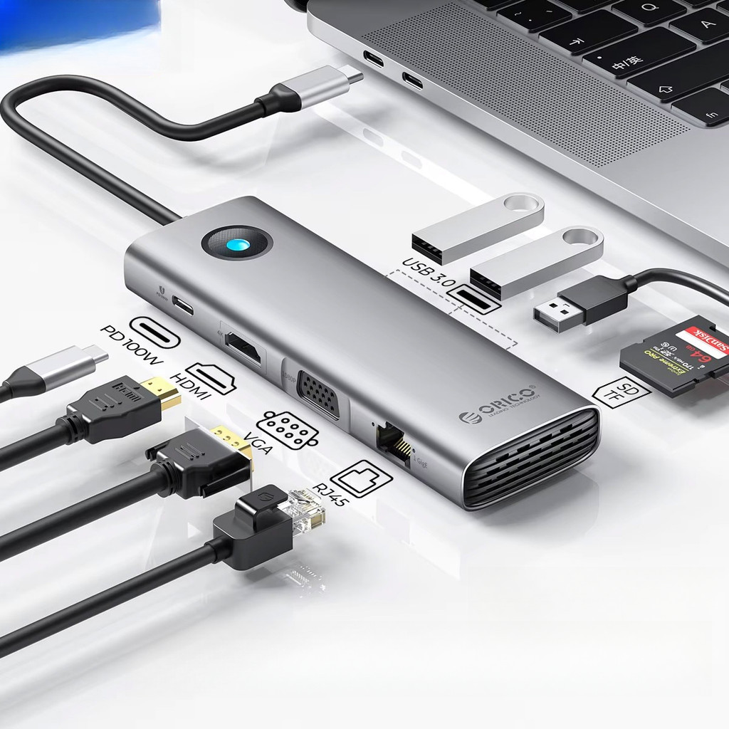 

ORICO Docking Station Type C HUB to 4K60Hz HDMI-compatible USB 3.0 Adapter RJ45 PD100W Charge For Macbook Pro Laptop Accessories