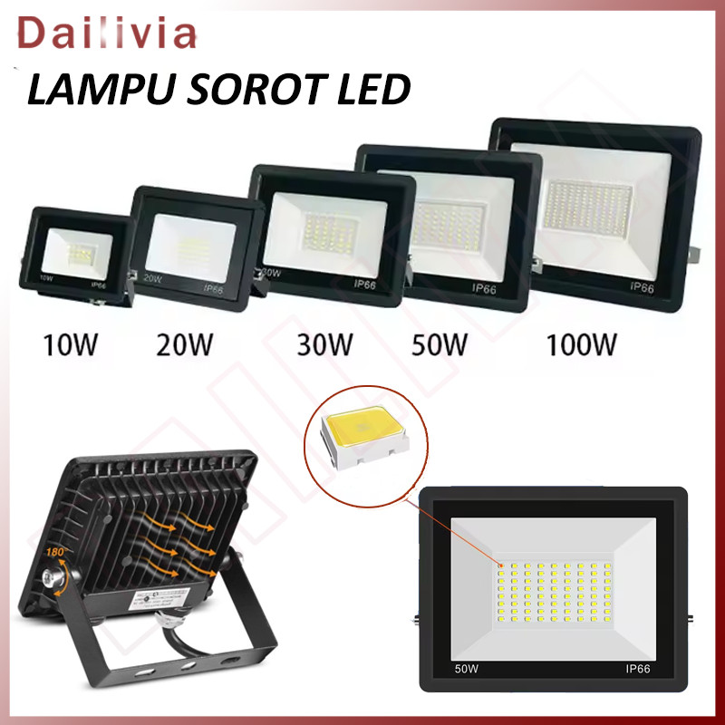 DL - Lampu Sorot LED ANTI AIR 30W 50W 100W Watt Putih Kotak Tembak OUTDOOR