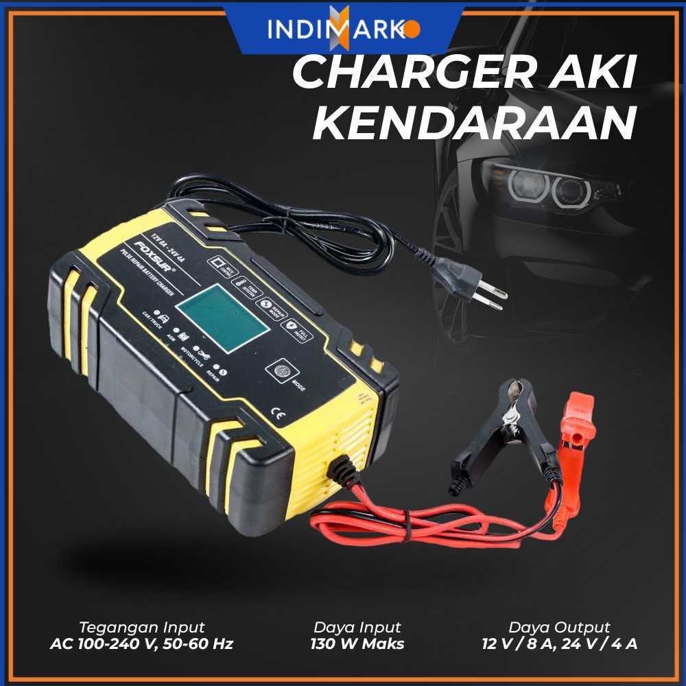 FOXSUR Charger Aki Mobil Motor Intelligent Battery Charger 12/24V 8A - FBC122408D