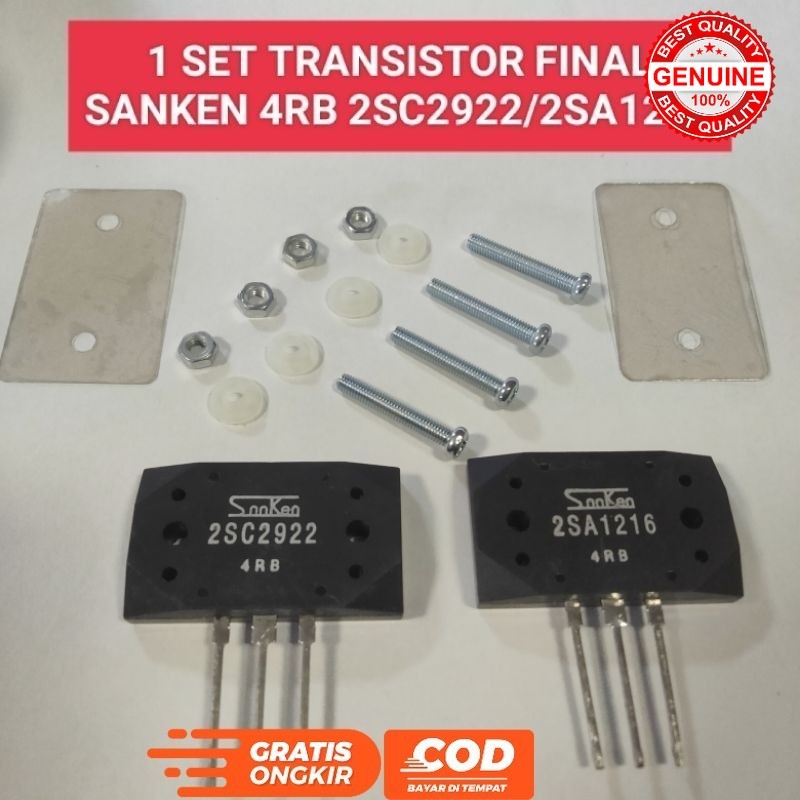 TRANSISTOR FINAL SANKEN 4RB 2SA1216 - 2SC2922 SATU SET PLUS MIKA SET