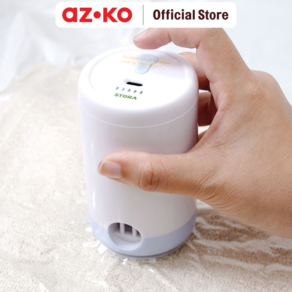 AZKO Stora Mesin Pompa & Vacuum Udara Slim - Putih/Biru Vacuum Bag Bungkus Penyerap Udara Pembungkus