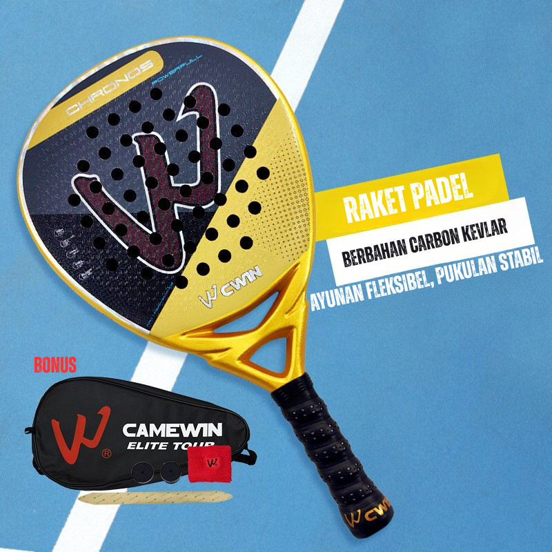 SPORTS58  - Raket Padel / Racket Padel Camewin 5026 Carbon Kevlar Gold Black