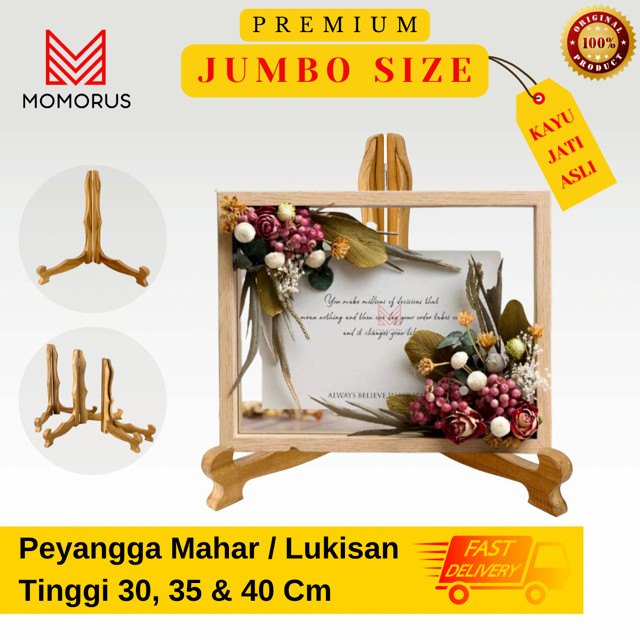 HM8 - Penyangga Bingkai Mahar Lukisan Piring Hias Stand Kayu Akrilik Dekorasi Standing Frame A4 Peny