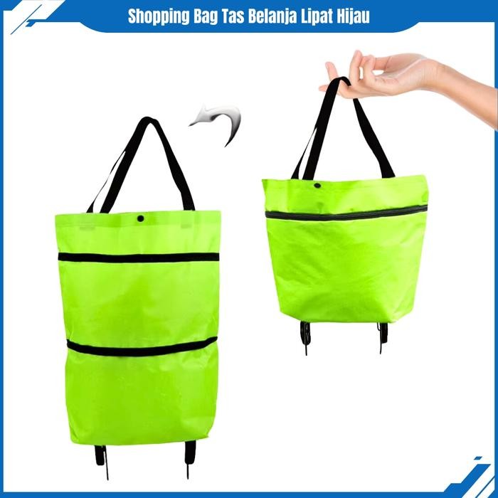 Tas Belanja Lipat Troli Roda Serbaguna Troly Shopping Bag Keranjang Belanja Wanita - Tas Belanja Hij