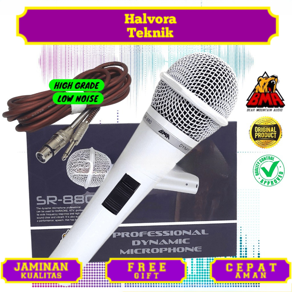 MIC MICROPHONE BMA SR880 PROFESIONAL DYNAMIC MIK SR-880 SR 880 KARAOKE VOKAL VOCAL DINAMIK MIKROPON 