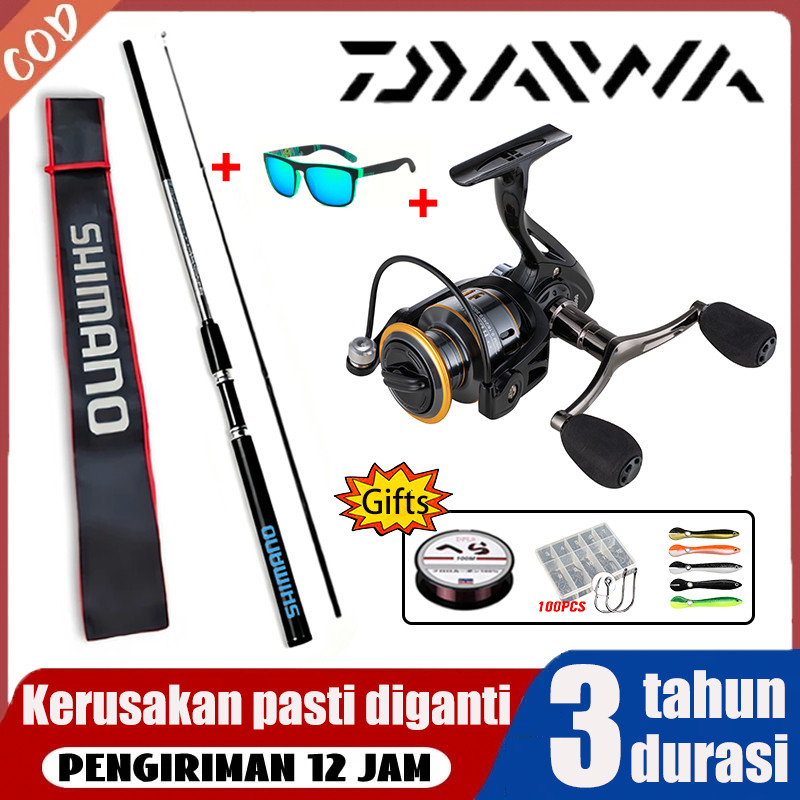 kuninglangsat488 PAKET HITAM 2025: Joran Karbon Teleskopik 1.8-3.0M + Reel Logam Dual Arm Hitam (Uku