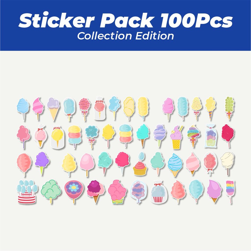 Hot CC2 - Cotton Candy V2 Cartoon Lucu Anti Air Stikers Berperekat Waterproof Sticker Decal Buat Mot