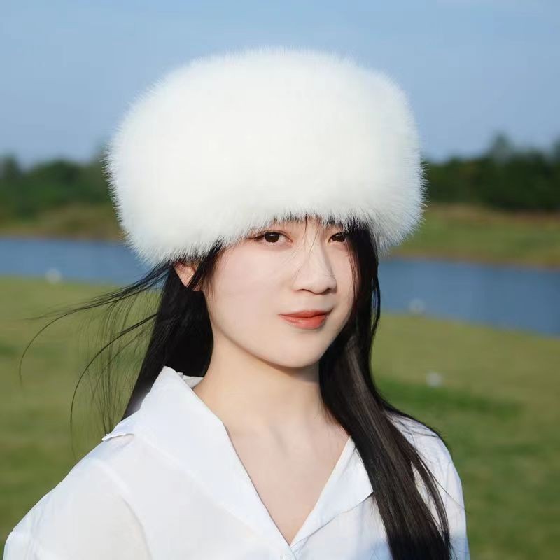 Women's Imitation Wool Bucket Hat, Empty Top Hat, Thickened, Warm, Mongolian Style, Autumn and Winte