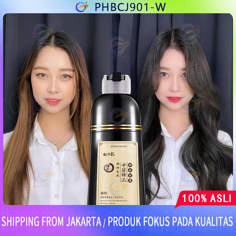 Black Hair Shampoo Sampo Herba Penghitam Rambut Permanen Penutup Dan Penghilang Uban 500ML Permanen 