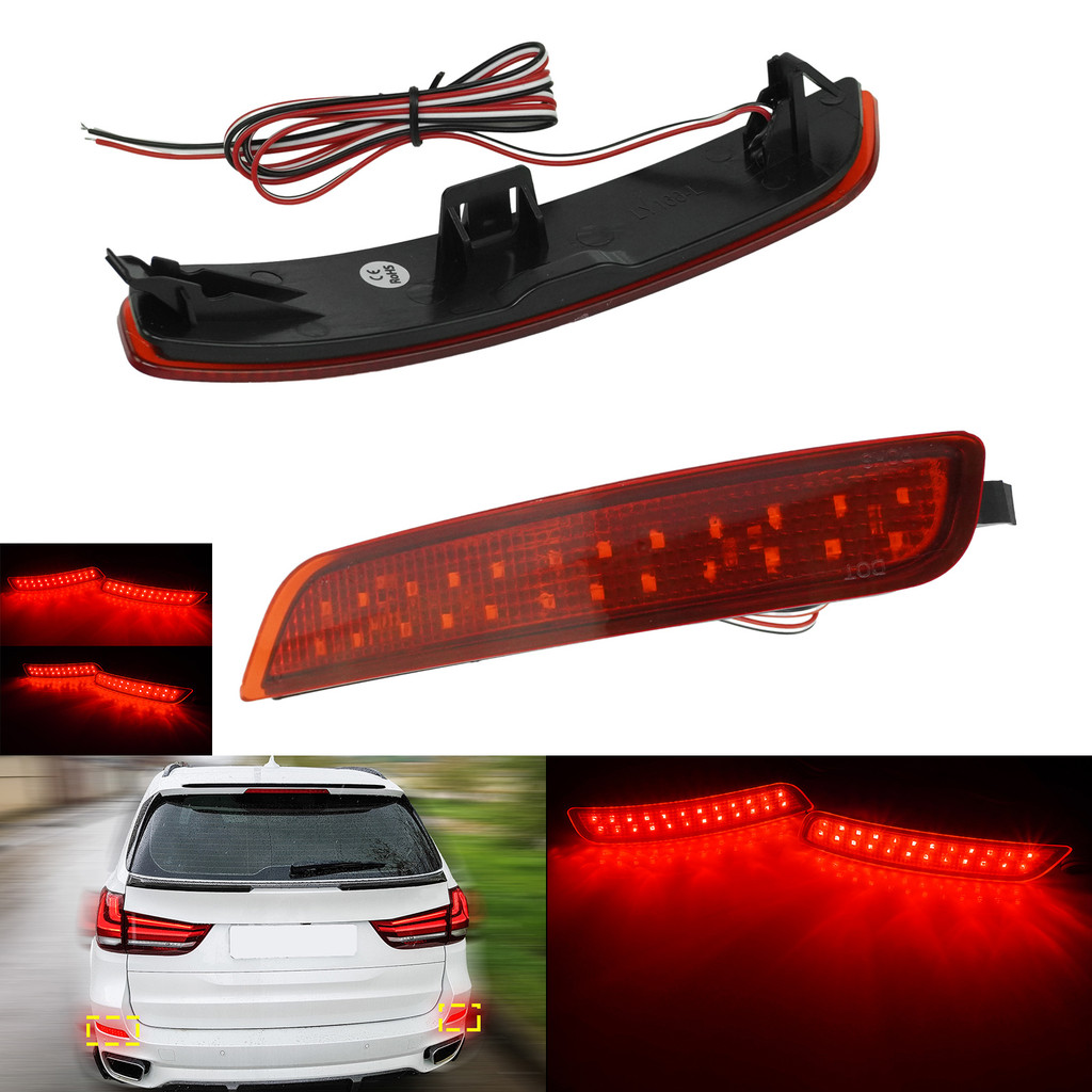 For BMW X5 F15 F85 M 2013-18 Red Lens LED Rear Bumper Reflector Stop Brake Light