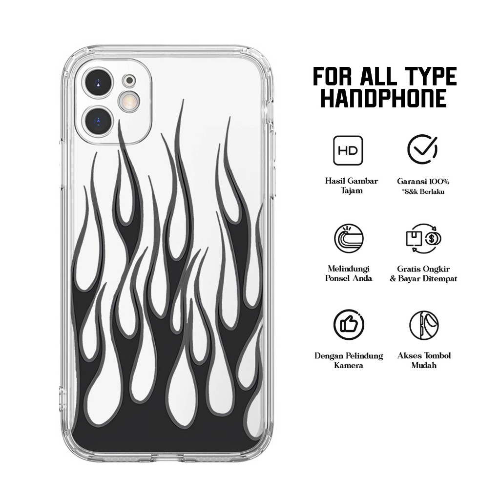 Case Compatible For Iphone 13 PRO MAX 12 11 X XS XR 7  6  6S 8 PLUS MOTIF API CC - Clear  -  Murah -