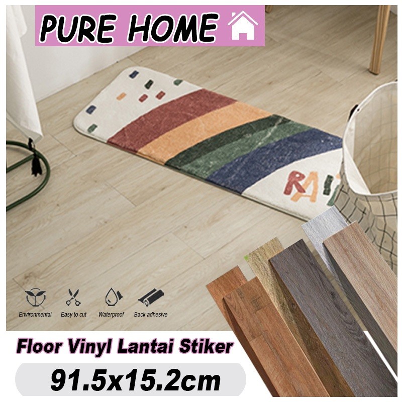 Pure Home-Stiker lantai vinyl / Lantai parket kayu stiker Ukuran 91.5x15.2cm / Lantai Vinyl Motif Ka