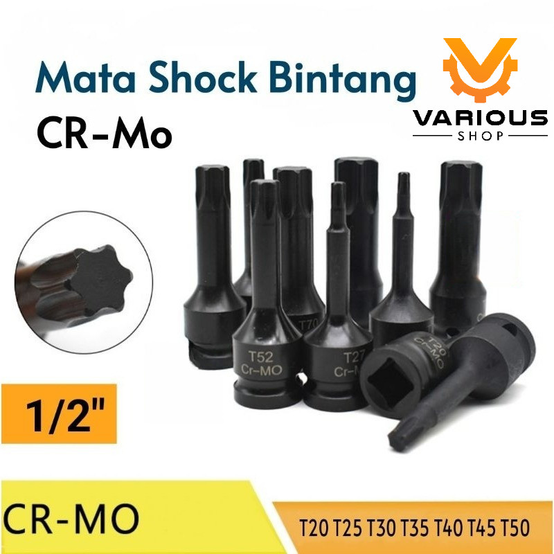 PROMO Mata Kunci Shock Bintang CR-Mo 1/2 Star Bit L T20 T25 T27 T30 T35 T40 T45 T50